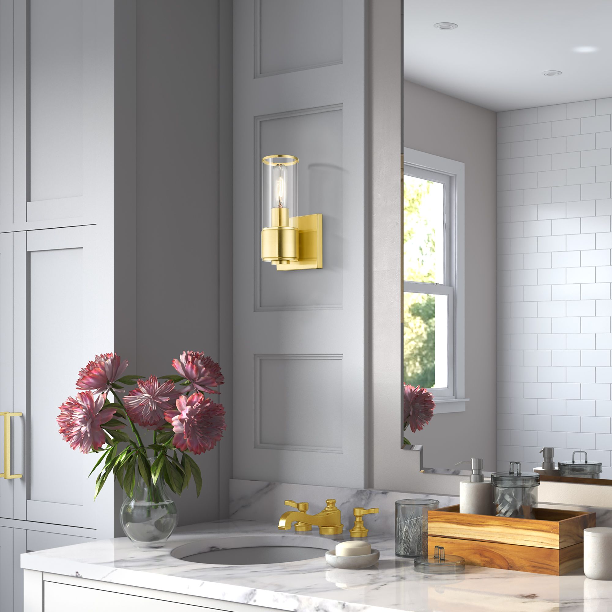 1 Light Satin Brass ADA Sconce