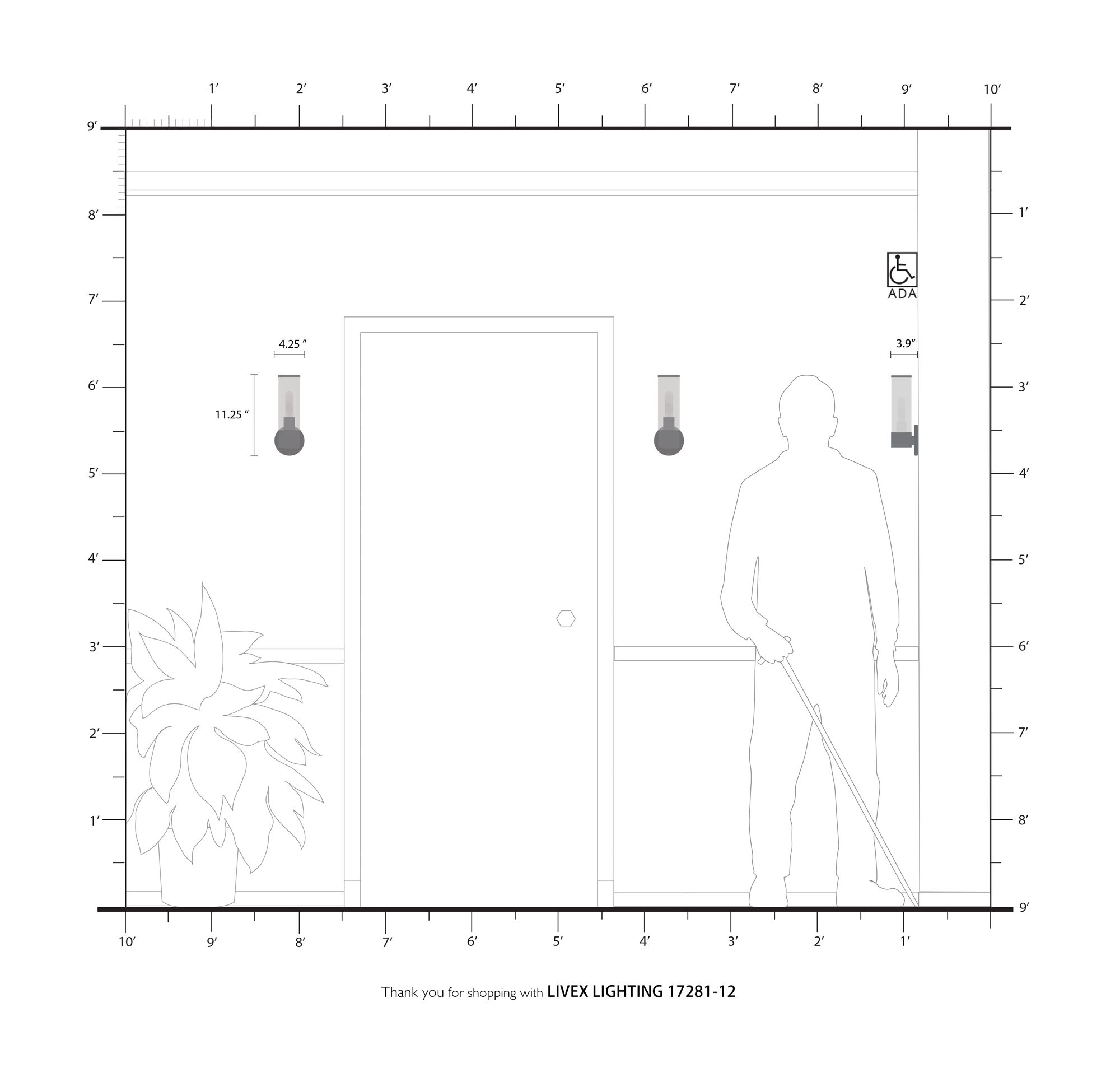 1 Light Satin Brass ADA Single Sconce