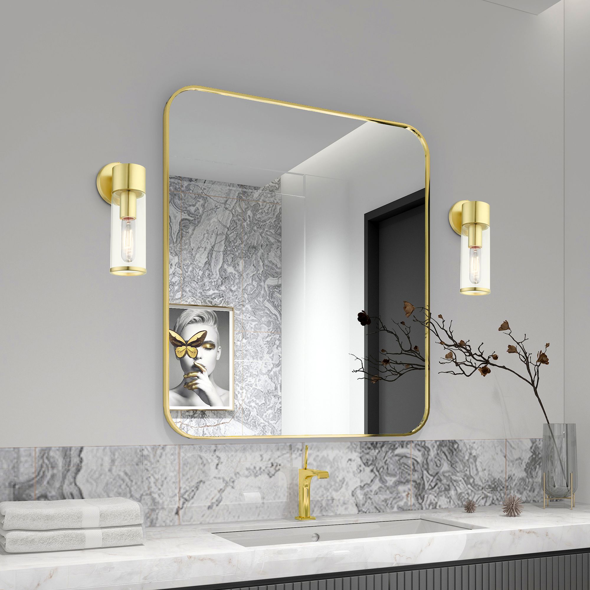 1 Light Satin Brass ADA Single Sconce