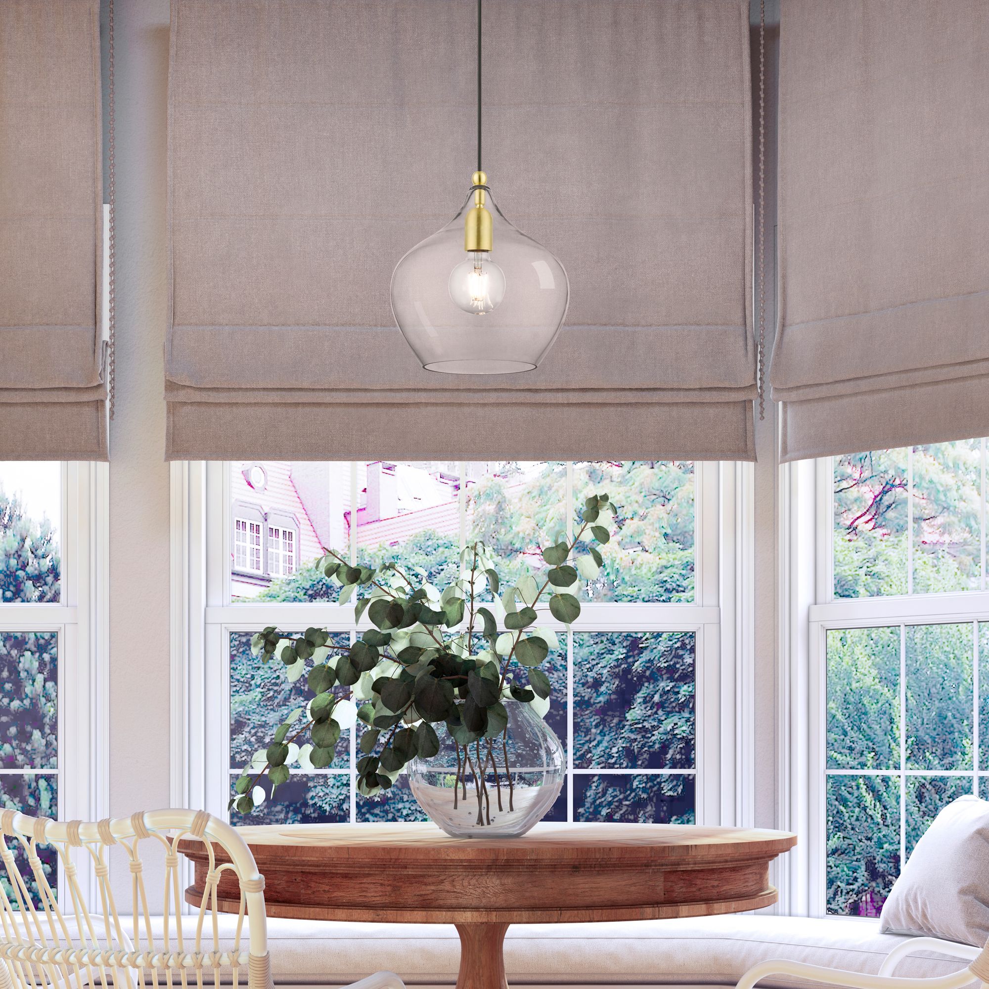 1 Light Satin Brass with Polished Brass Accent Pendant