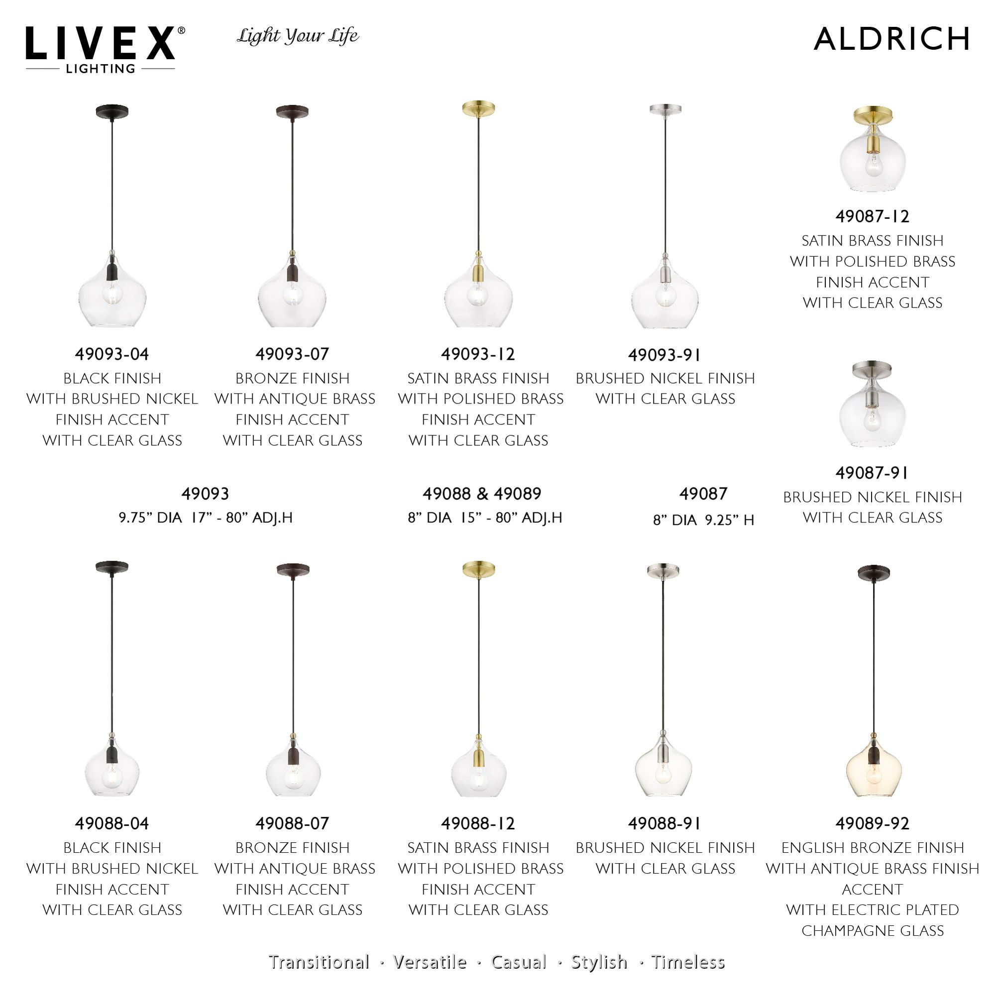 1 Light Satin Brass with Polished Brass Accent Pendant