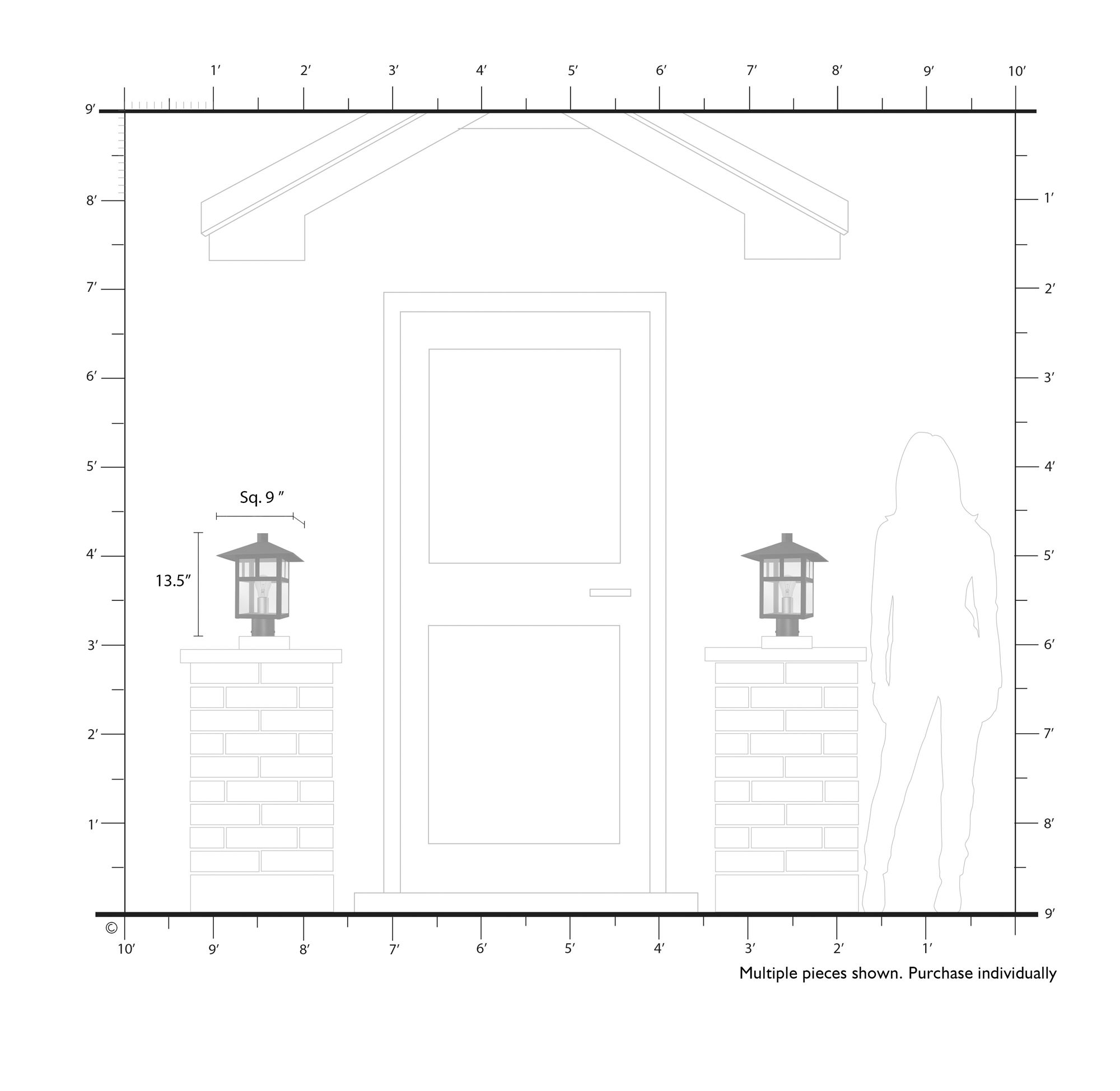 1 Light Satin Gold Large Outdoor Post Top Lantern with Clear Glass