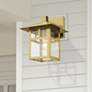 Thumbnail1 of 1 Light Satin Gold Large Outdoor Wall Lantern with Clear Glass