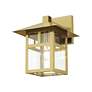 Thumbnail3 of 1 Light Satin Gold Large Outdoor Wall Lantern with Clear Glass more views
