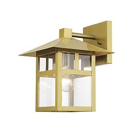 Image5 of 1 Light Satin Gold Large Outdoor Wall Lantern with Clear Glass more views