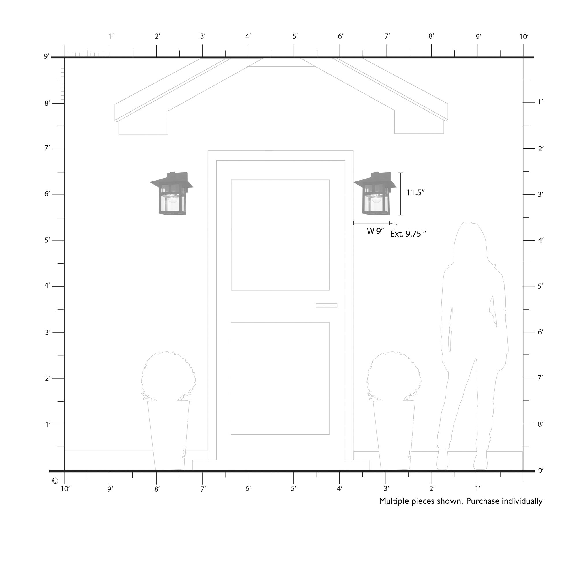 1 Light Satin Gold Large Outdoor Wall Lantern with Clear Glass