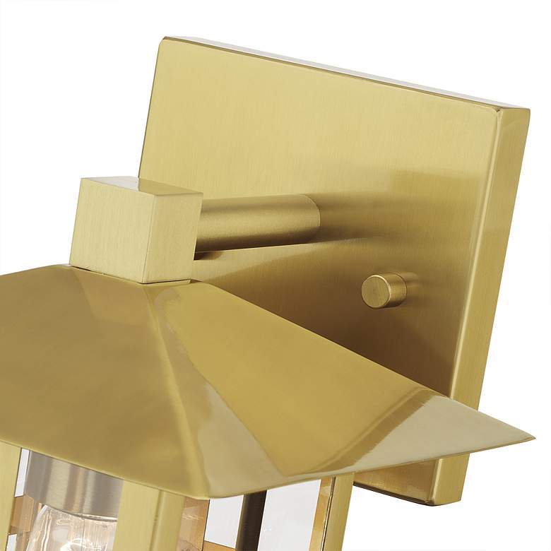 Image 6 1 Light Satin Gold Medium Outdoor Wall Lantern with Clear Glass more views