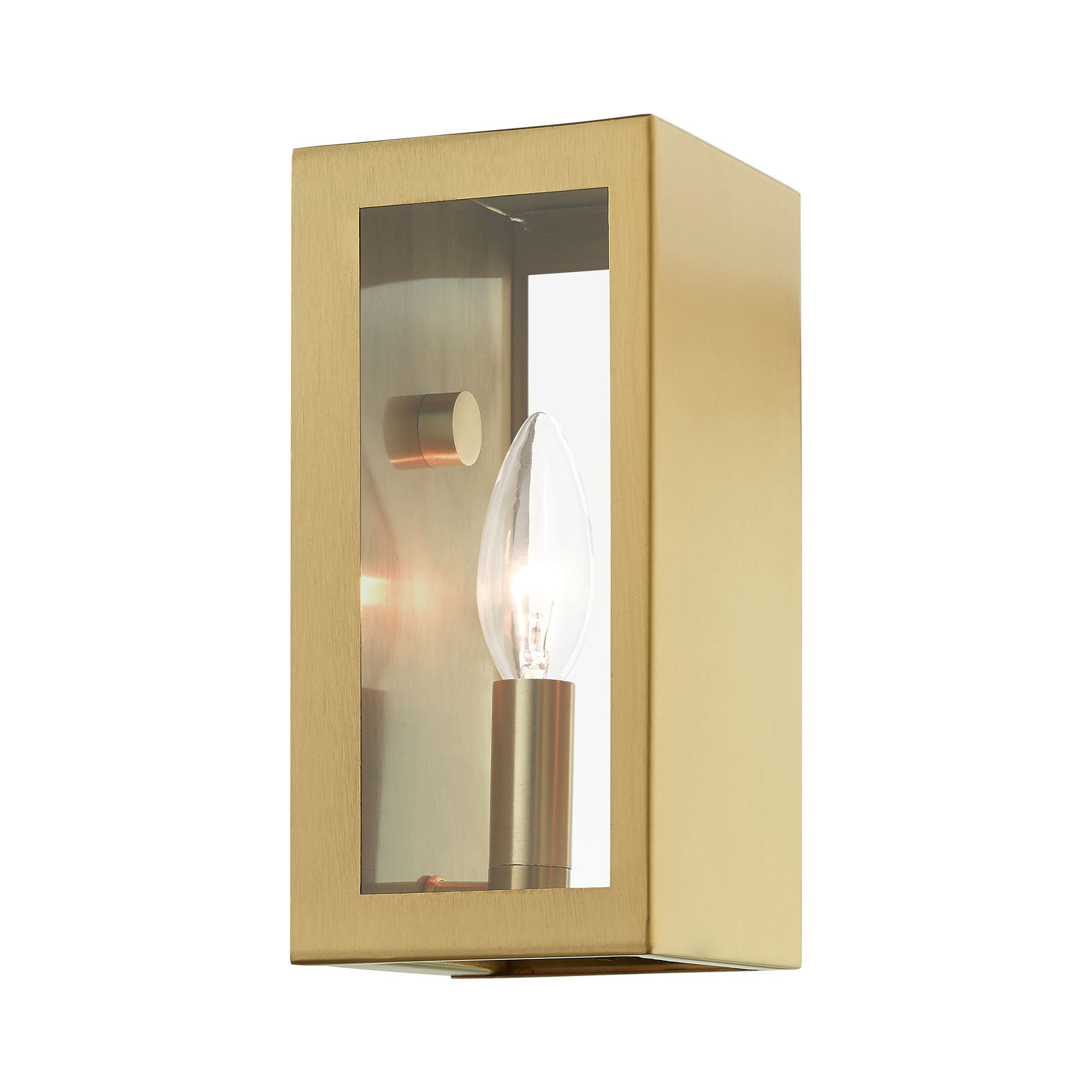1 Light Satin Gold Outdoor ADA Small Sconce