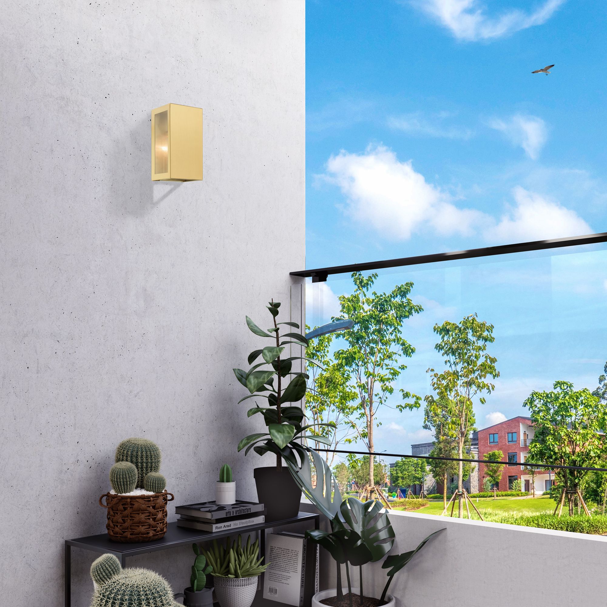 1 Light Satin Gold Outdoor ADA Small Sconce