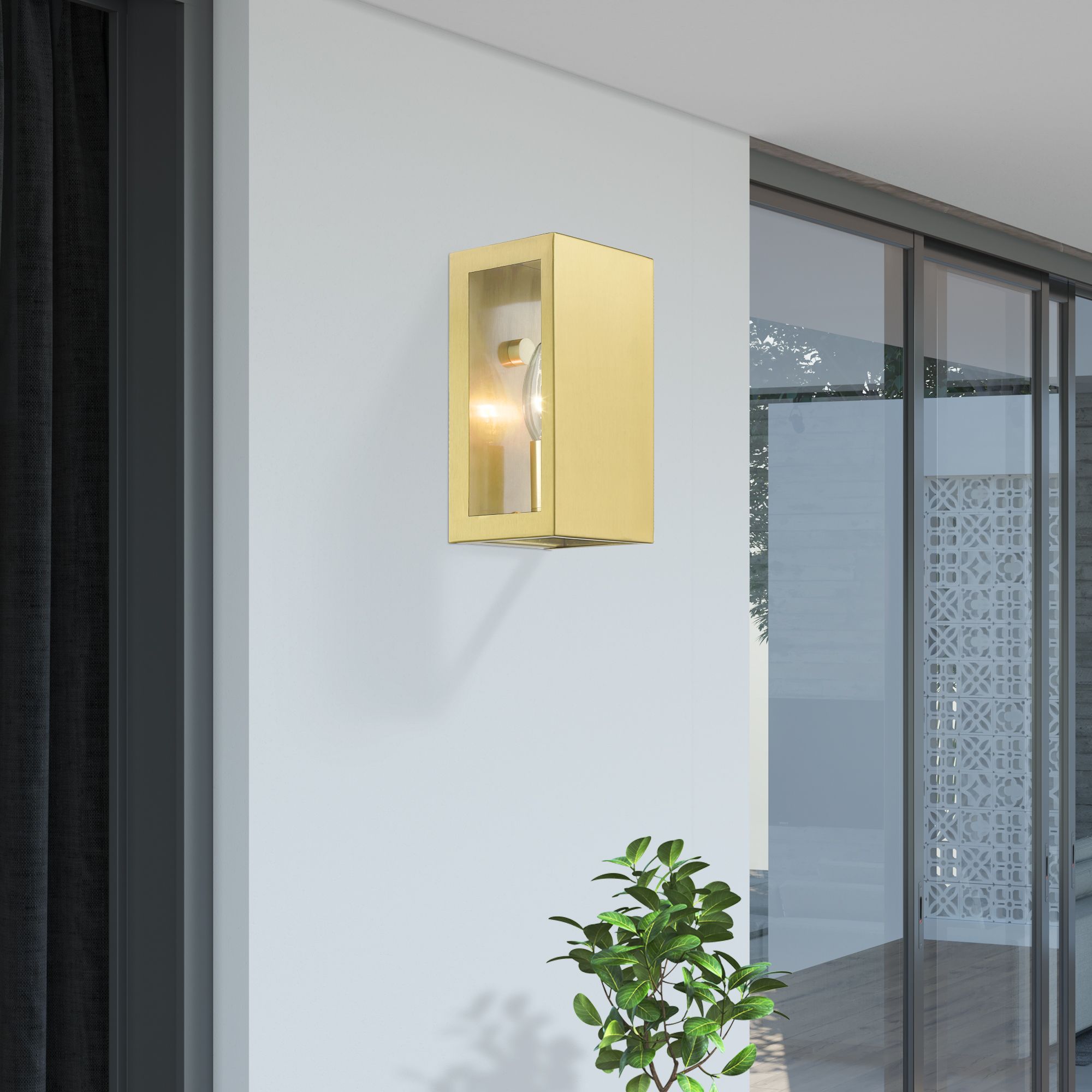 1 Light Satin Gold Outdoor ADA Small Sconce