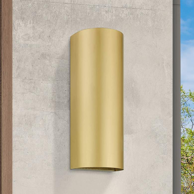 Image 1 1 Light Satin Gold Outdoor or Indoor ADA Large Sconce
