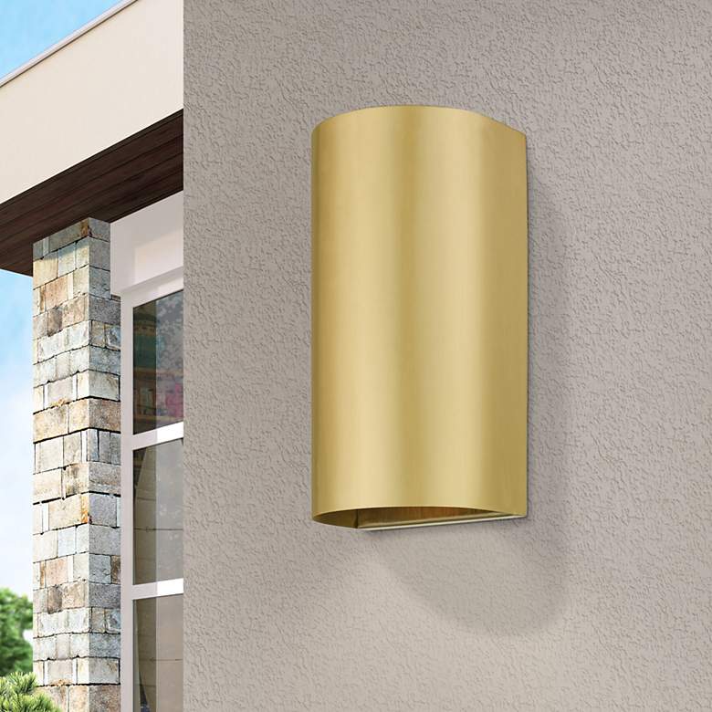 Image 1 1 Light Satin Gold Outdoor or Indoor ADA Medium Sconce