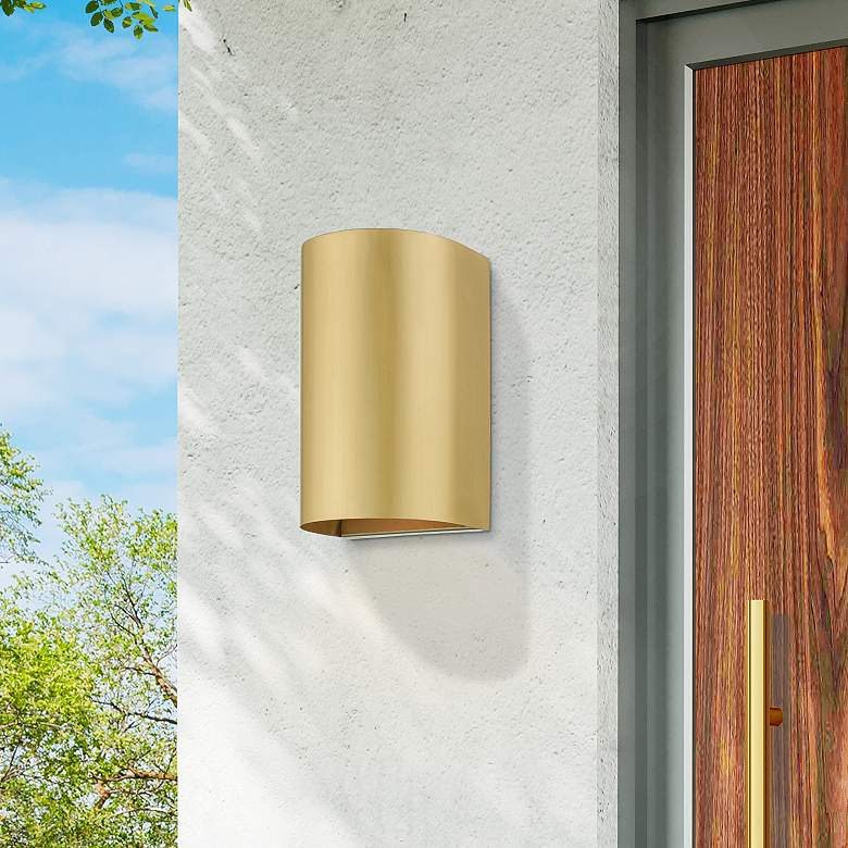 Image 1 1 Light Satin Gold Outdoor or Indoor ADA Small Sconce
