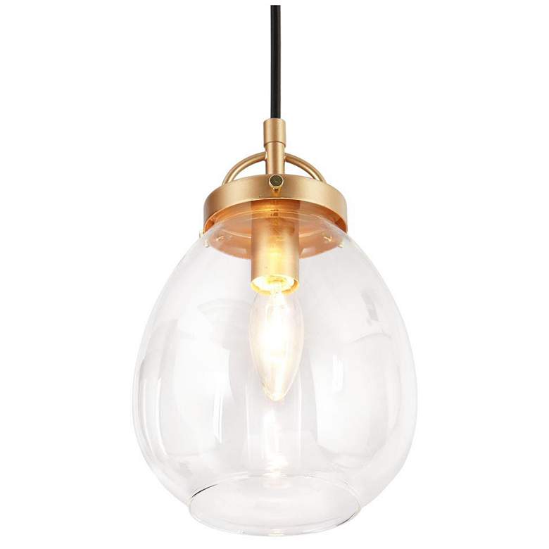 Image 1 1-light Satin Gold Pendant Lamp with Clear Glass