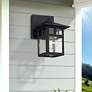 1_1 Light Satin Gold Small Outdoor Wall Lantern with Clear Glass