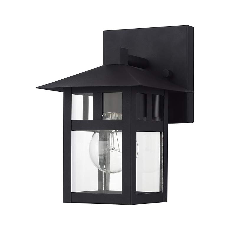 Image 3 1 Light Satin Gold Small Outdoor Wall Lantern with Clear Glass more views