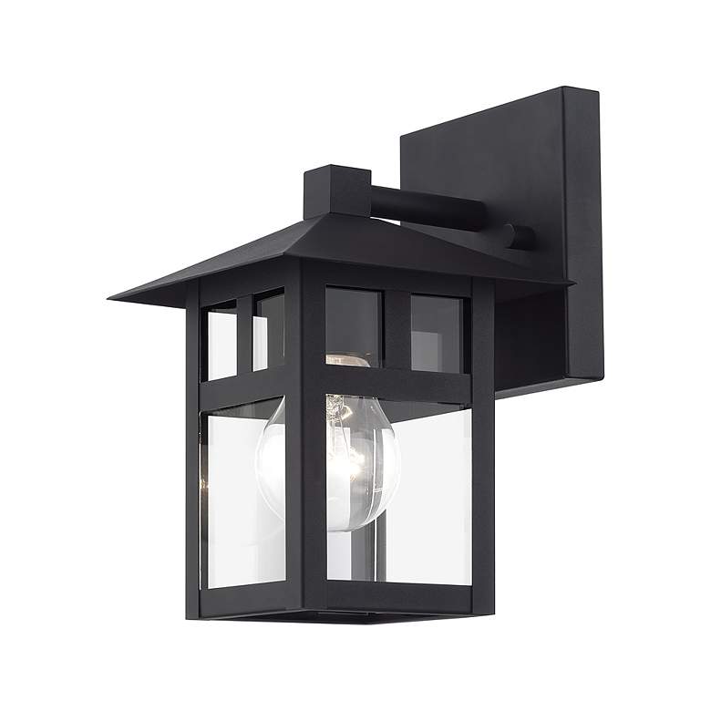Image 5 1 Light Satin Gold Small Outdoor Wall Lantern with Clear Glass more views