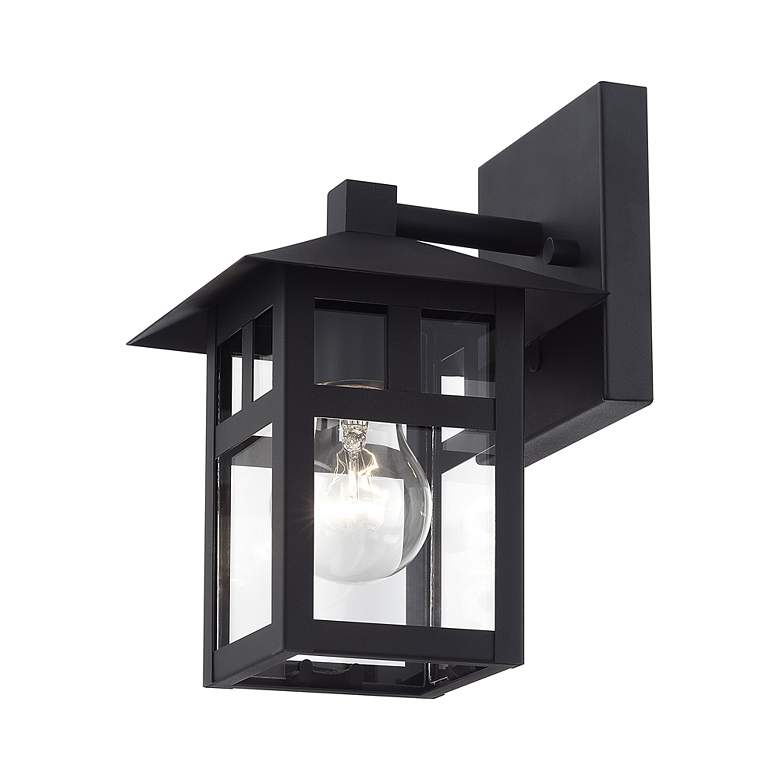 Image 6 1 Light Satin Gold Small Outdoor Wall Lantern with Clear Glass more views