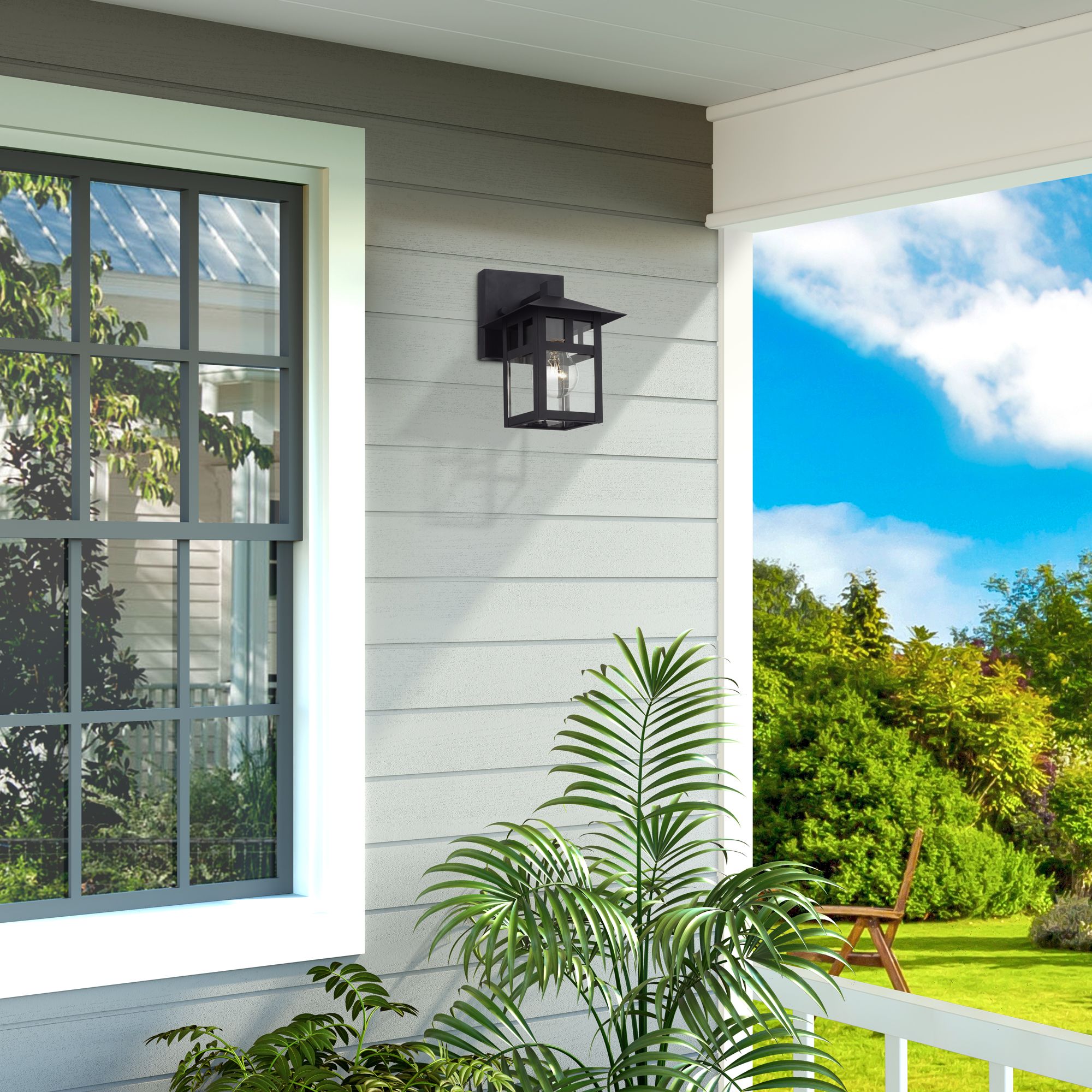 1 Light Satin Gold Small Outdoor Wall Lantern with Clear Glass