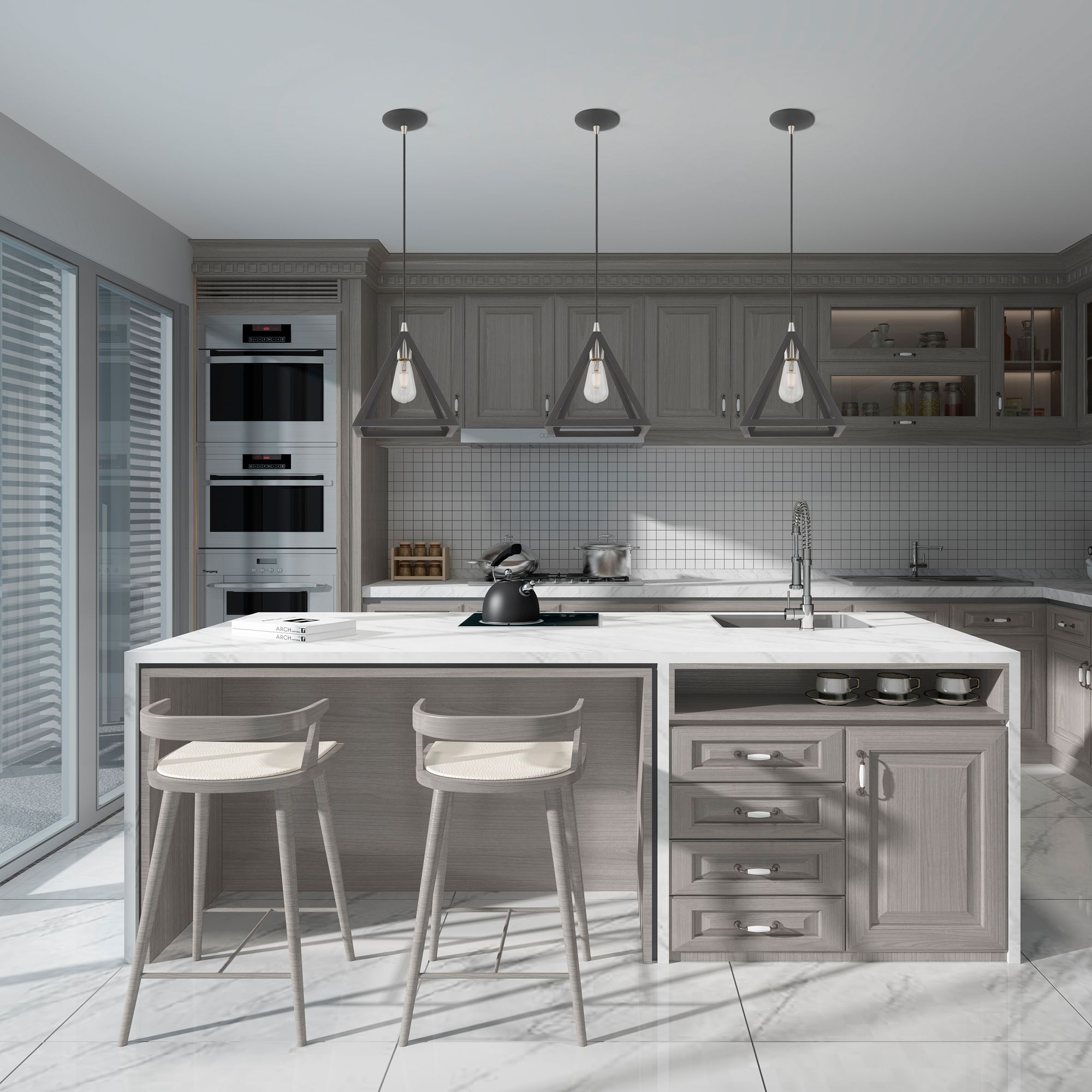 1 Light Scandinavian Gray Mini Pendant