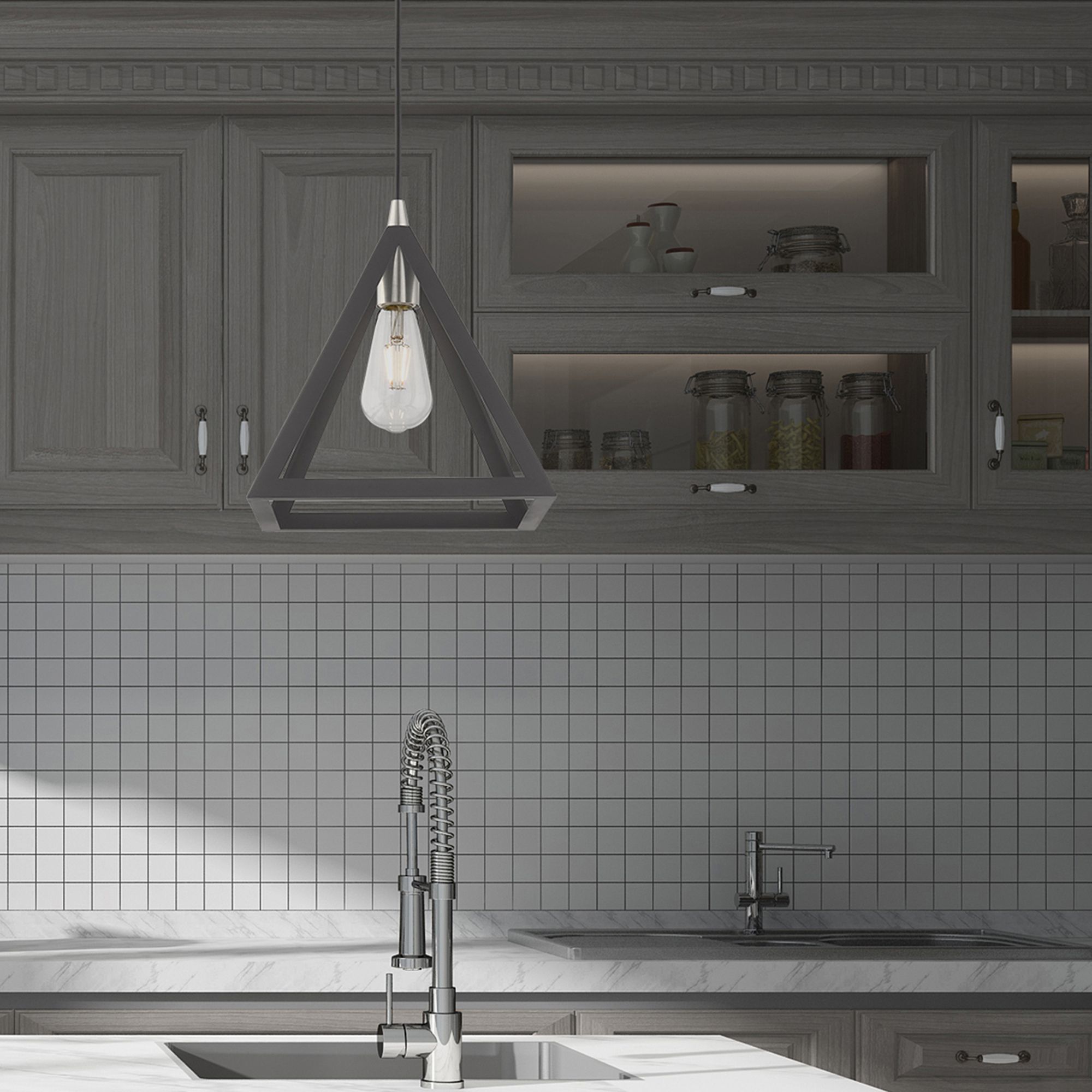 1 Light Scandinavian Gray Mini Pendant