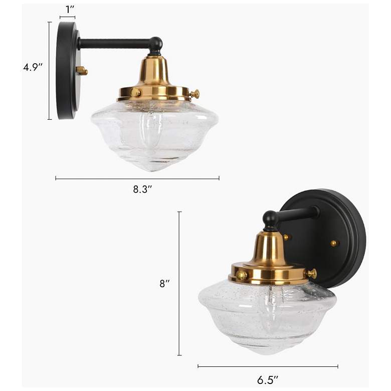 Image 2 1-Light Seeded Glass Black Bathroom Vanity more views