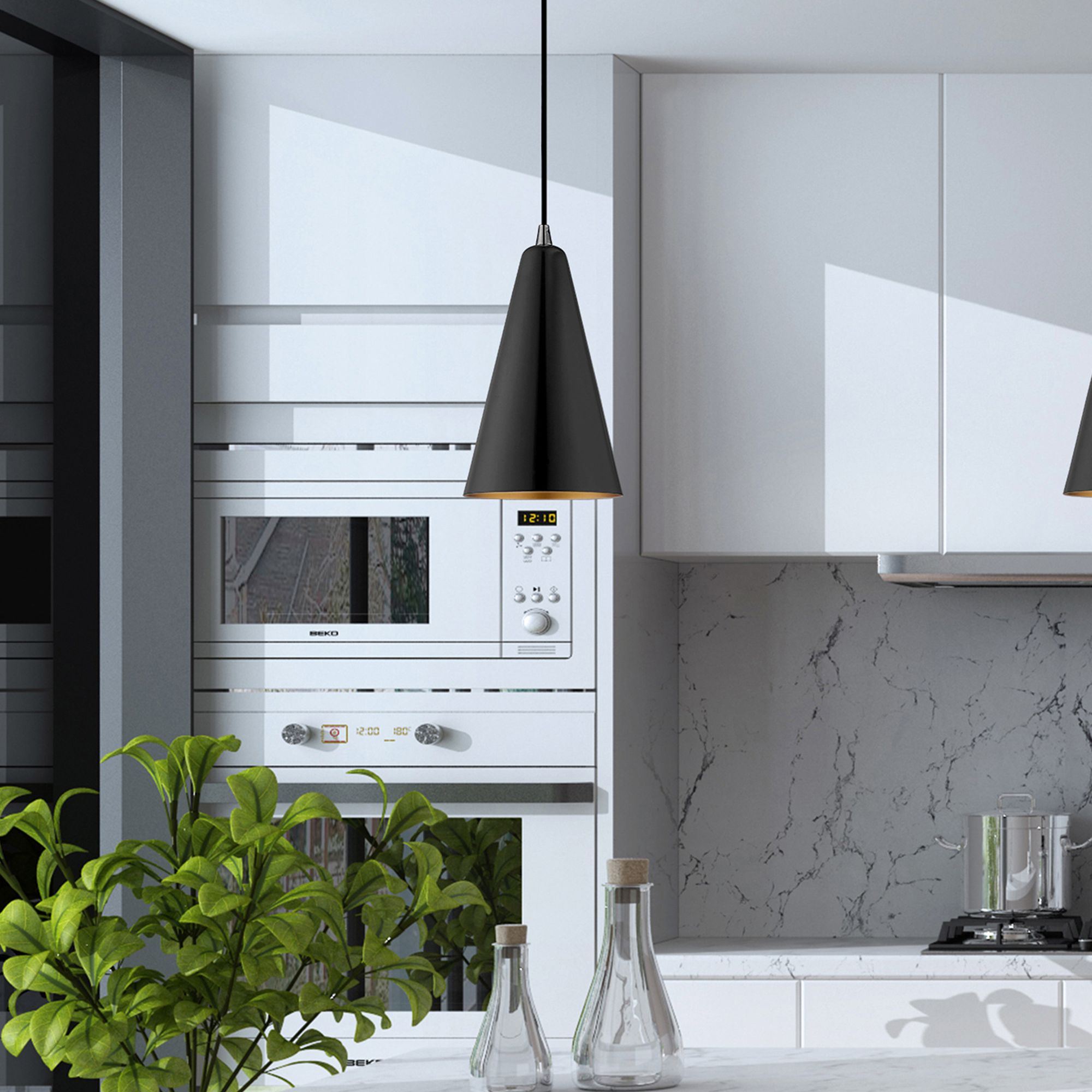 1 Light Shiny Black Mini Pendant