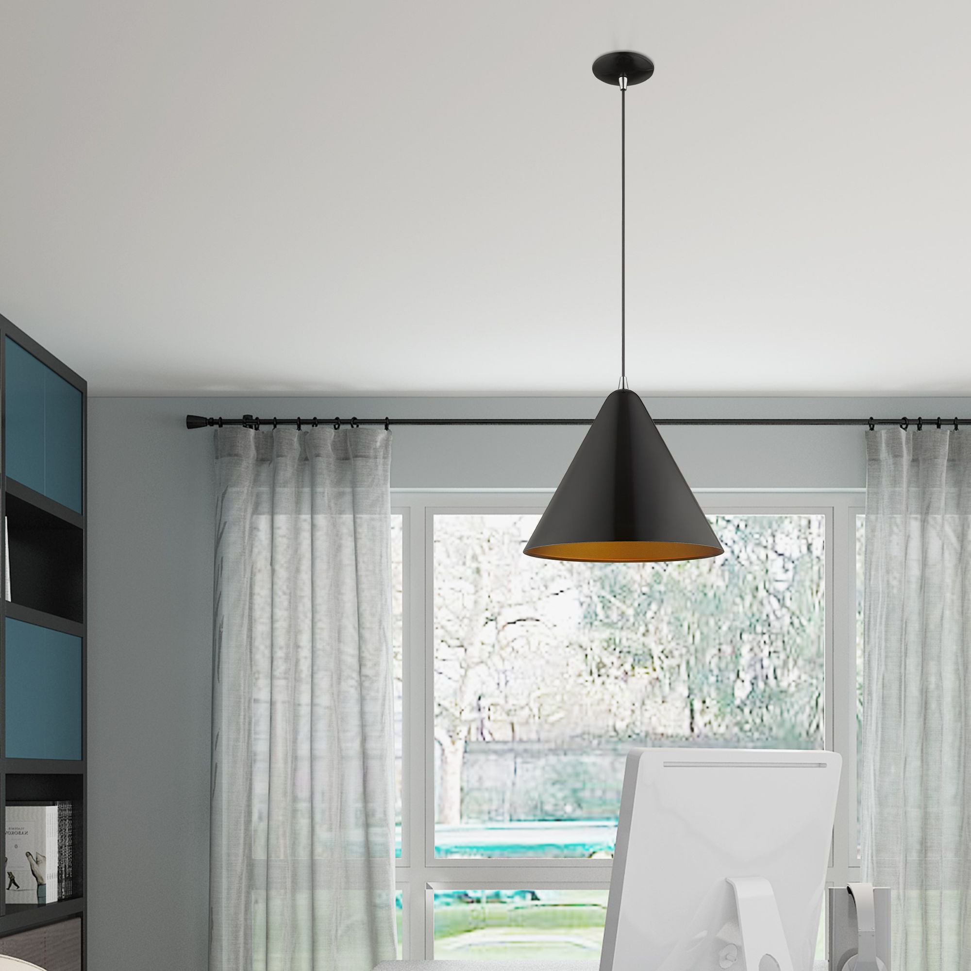 1 Light Shiny Black Mini Pendant