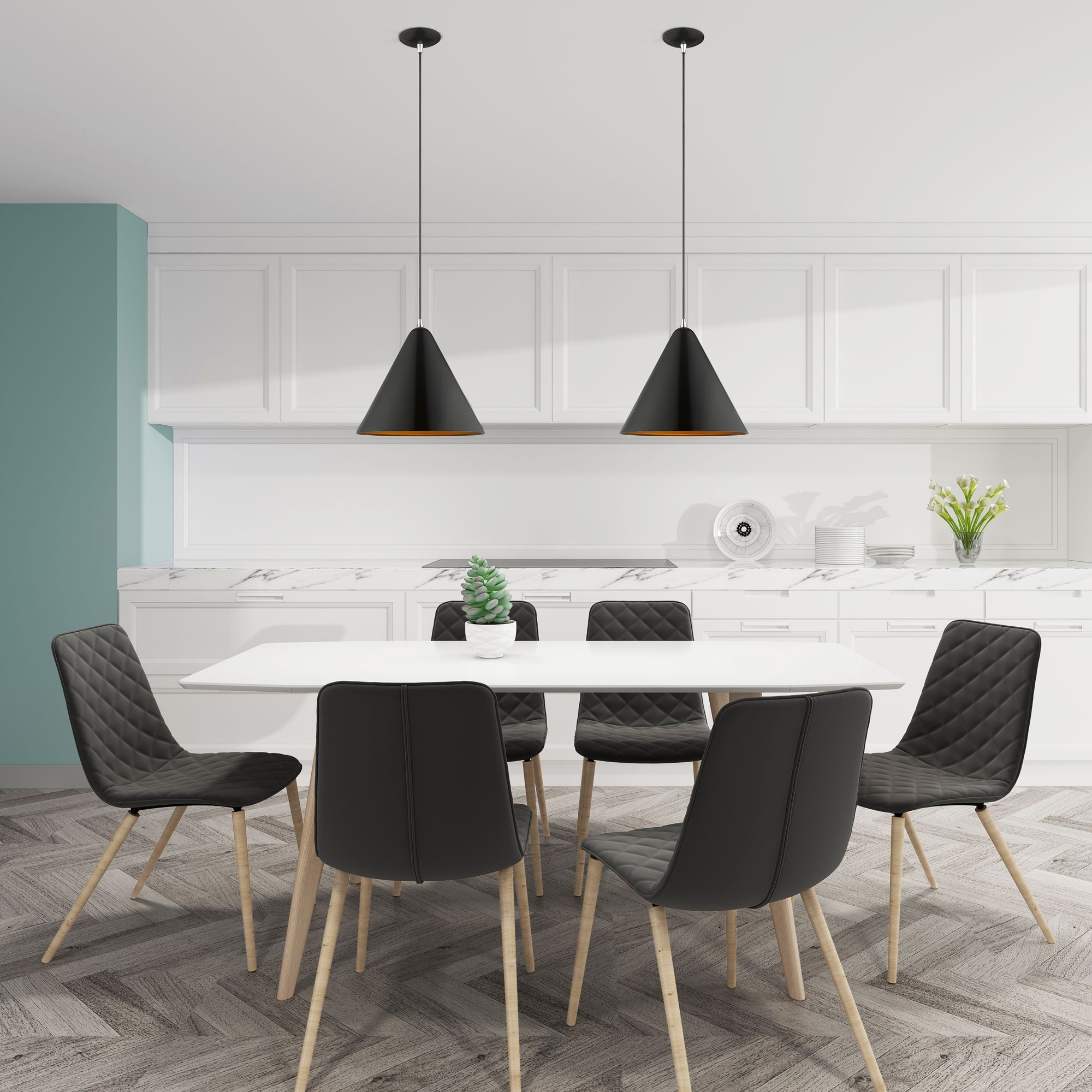 1 Light Shiny Black Mini Pendant