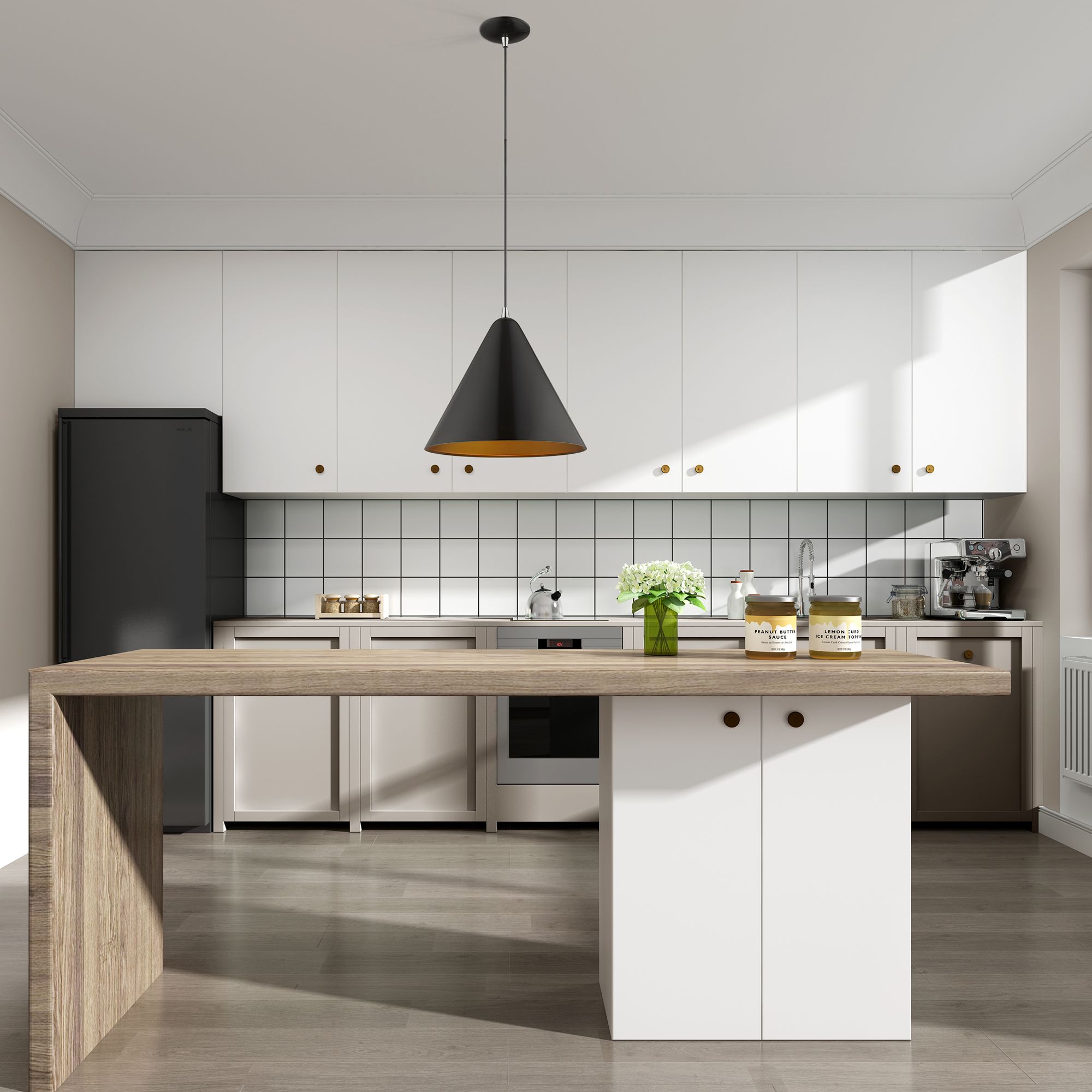 1 Light Shiny Black Mini Pendant