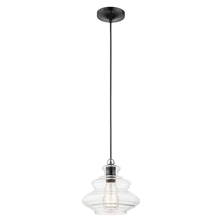 Image 5 1 Light Shiny Black Pendant with Chrome Finish Accents more views