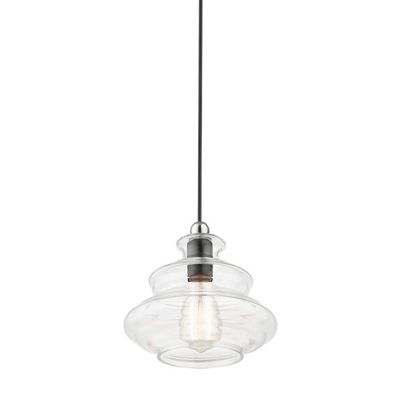 Image 6 1 Light Shiny Black Pendant with Chrome Finish Accents more views