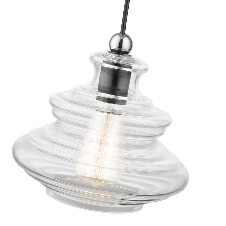 Image 7 1 Light Shiny Black Pendant with Chrome Finish Accents more views