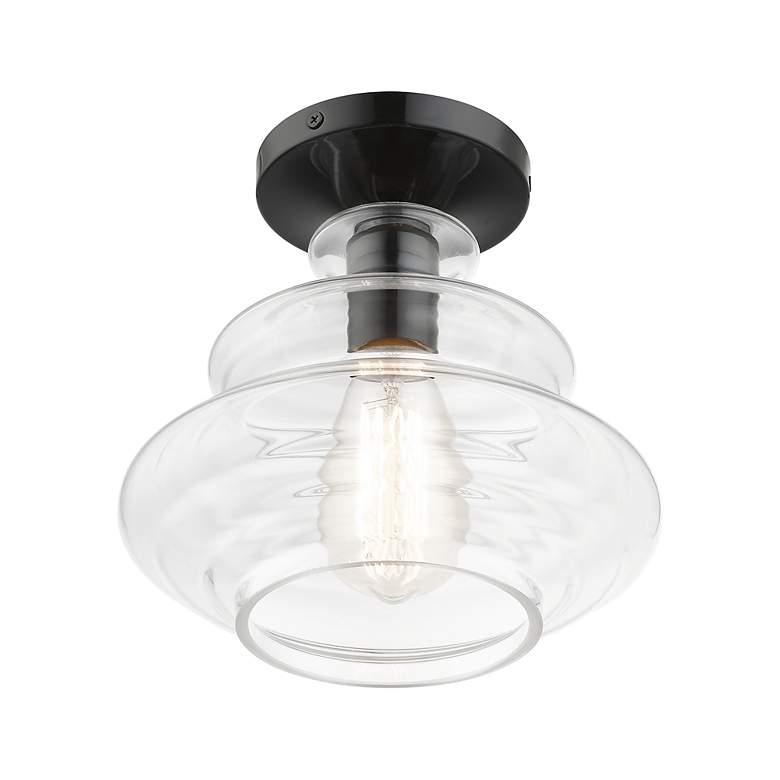 Image 5 1 Light Shiny Black Semi-Flush with Chrome Finish Accents more views