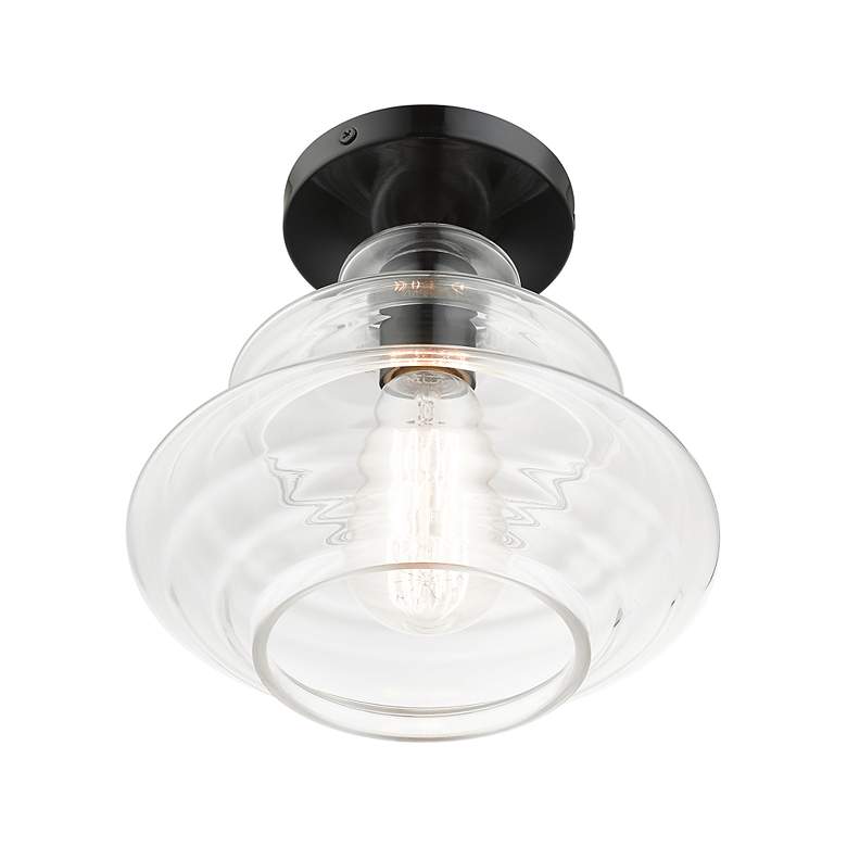 Image 6 1 Light Shiny Black Semi-Flush with Chrome Finish Accents more views