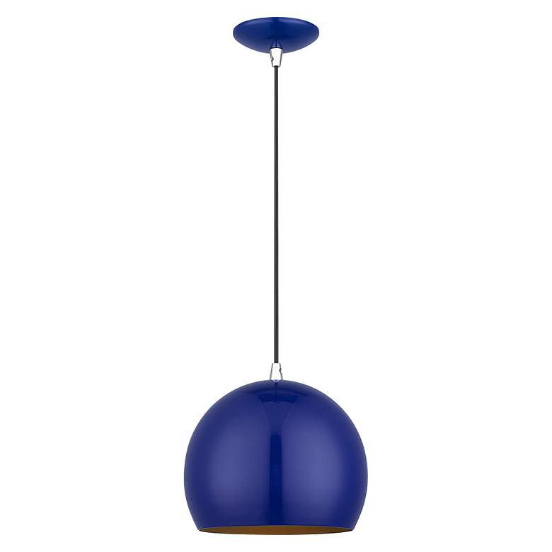 Image 3 1 Light Shiny Cobalt Blue Globe Pendant more views