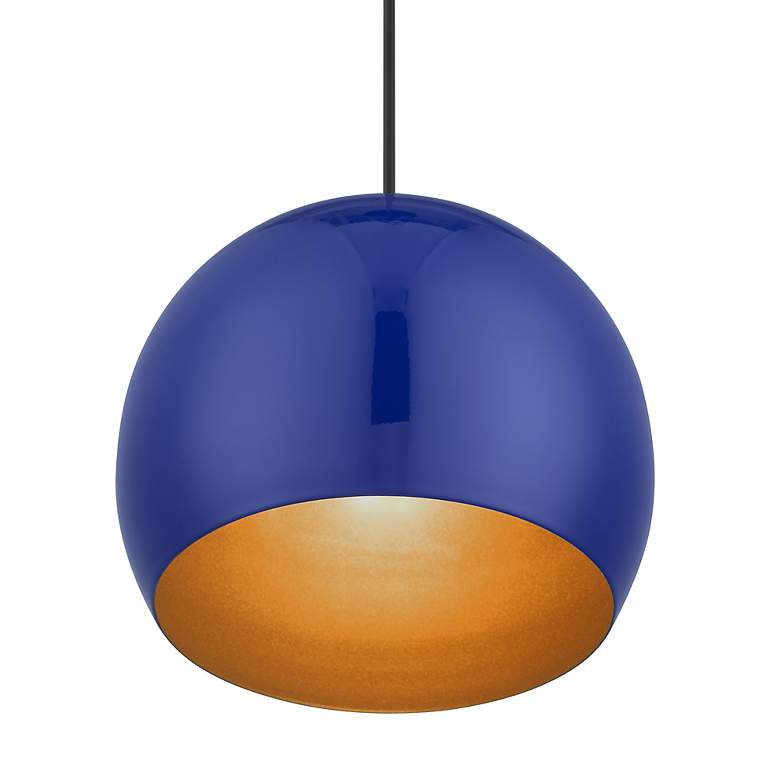 Image 6 1 Light Shiny Cobalt Blue Globe Pendant more views