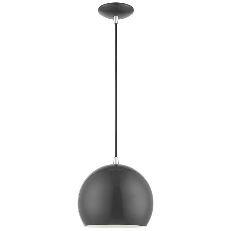 Image 1 1 Light Shiny Dark Gray with Polished Chrome Accents Globe Pendant