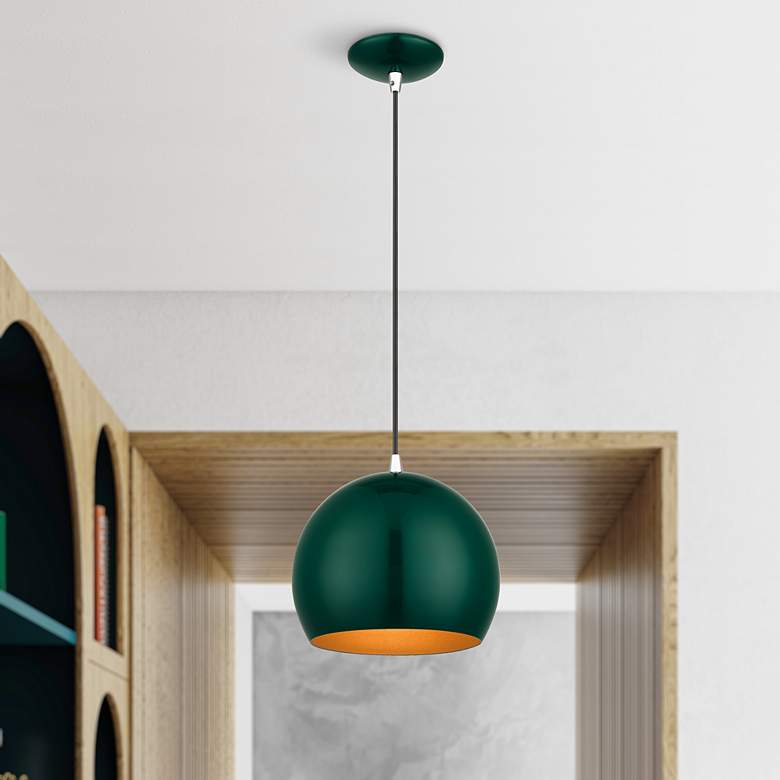 Image 1 1 Light Shiny Hunter Green Globe Pendant