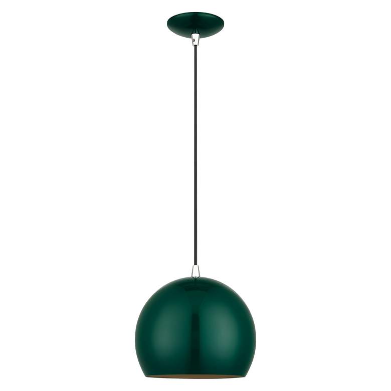 Image 3 1 Light Shiny Hunter Green Globe Pendant more views