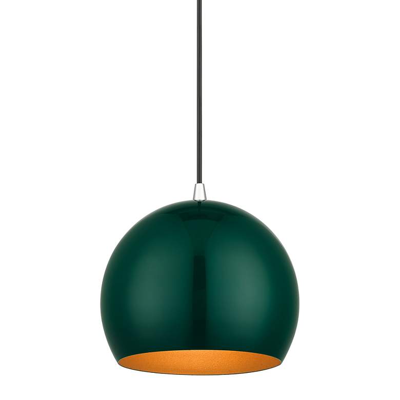Image 4 1 Light Shiny Hunter Green Globe Pendant more views