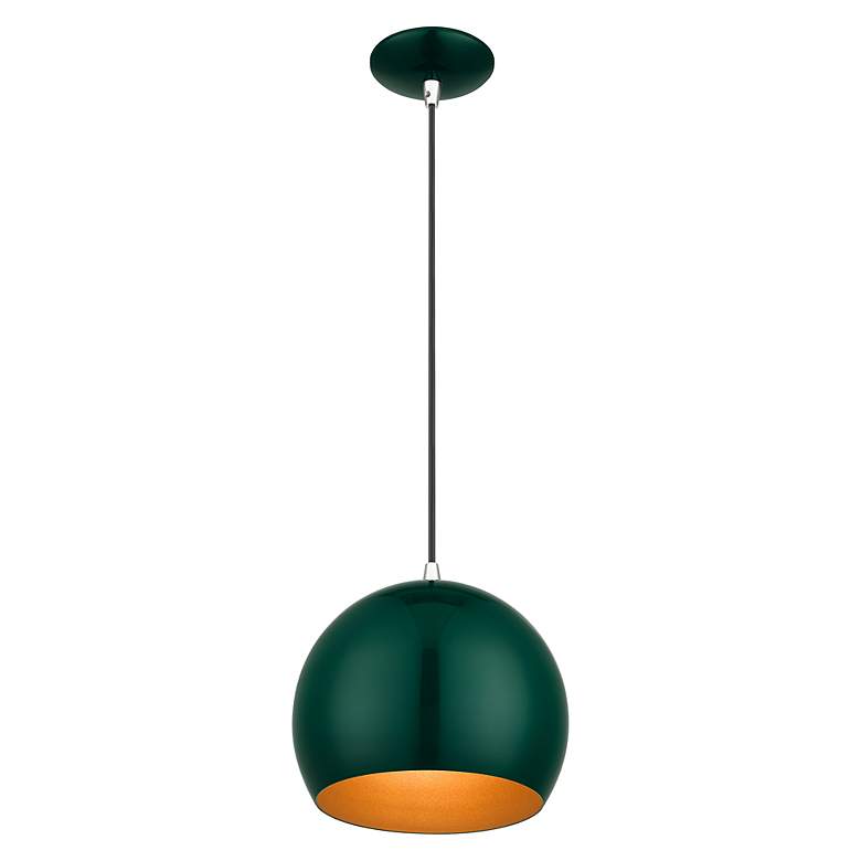 Image 5 1 Light Shiny Hunter Green Globe Pendant more views