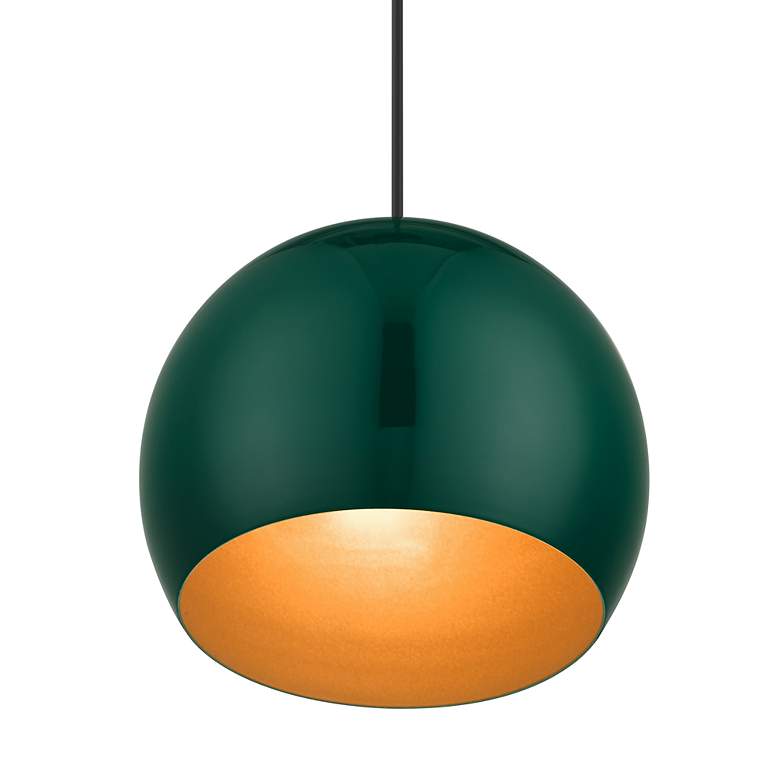 Image 6 1 Light Shiny Hunter Green Globe Pendant more views