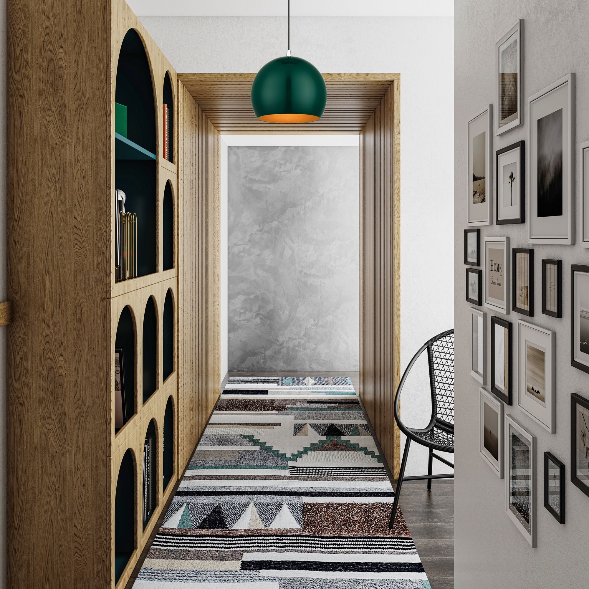 1 Light Shiny Hunter Green Globe Pendant