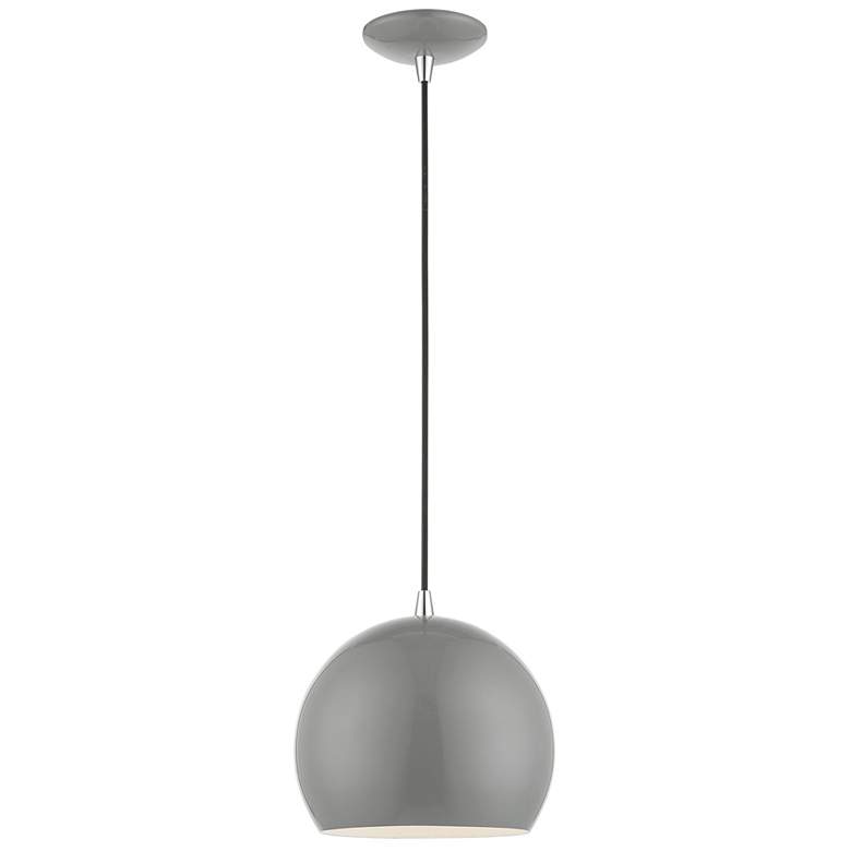 Image 1 1 Light Shiny Light Gray with Polished Chrome Accents Globe Pendant