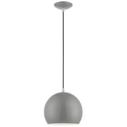 1 Light Shiny Light Gray with Polished Chrome Accents Globe Pendant