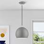 Thumbnail1 of 1 Light Shiny Light Gray with Polished Chrome Accents Globe Pendant