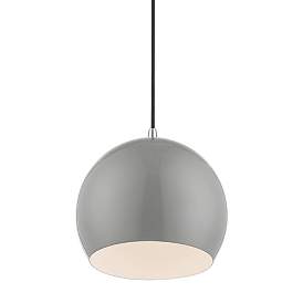 Image5 of 1 Light Shiny Light Gray with Polished Chrome Accents Globe Pendant more views