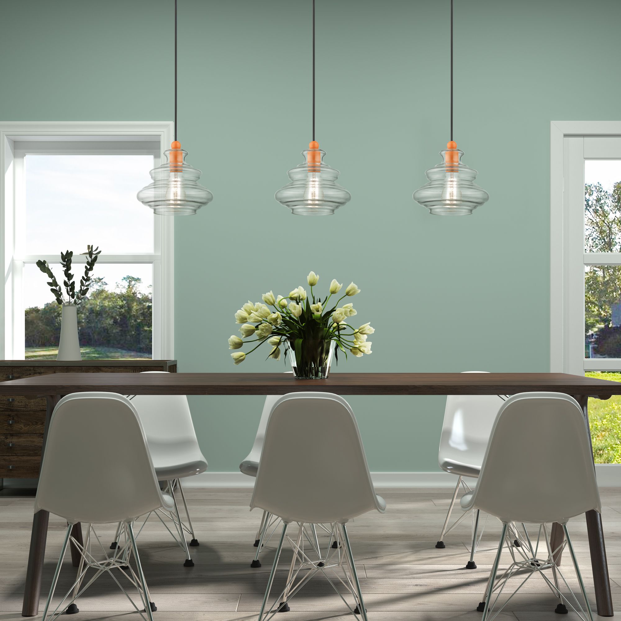 1 Light Shiny Orange Pendant