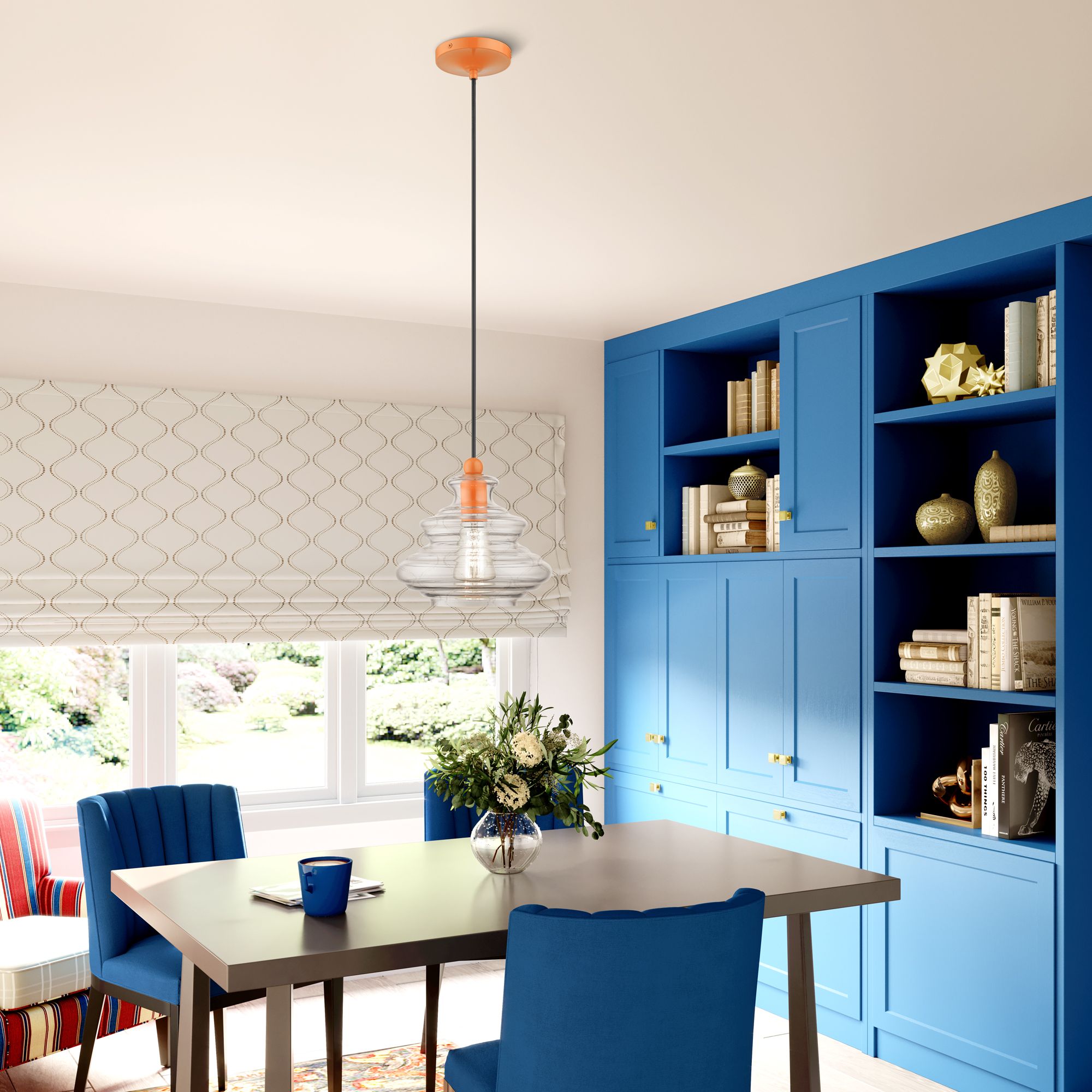 1 Light Shiny Orange Pendant